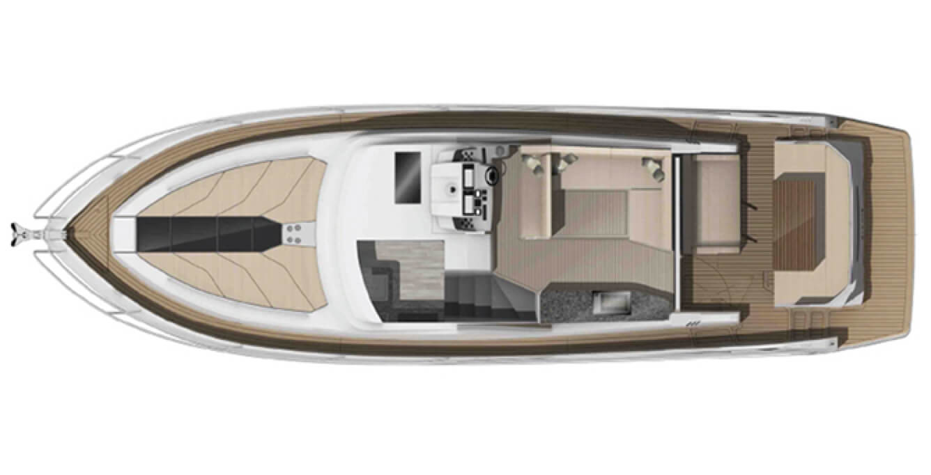 Layout of the main level on the Galeon 425 HTS yacht