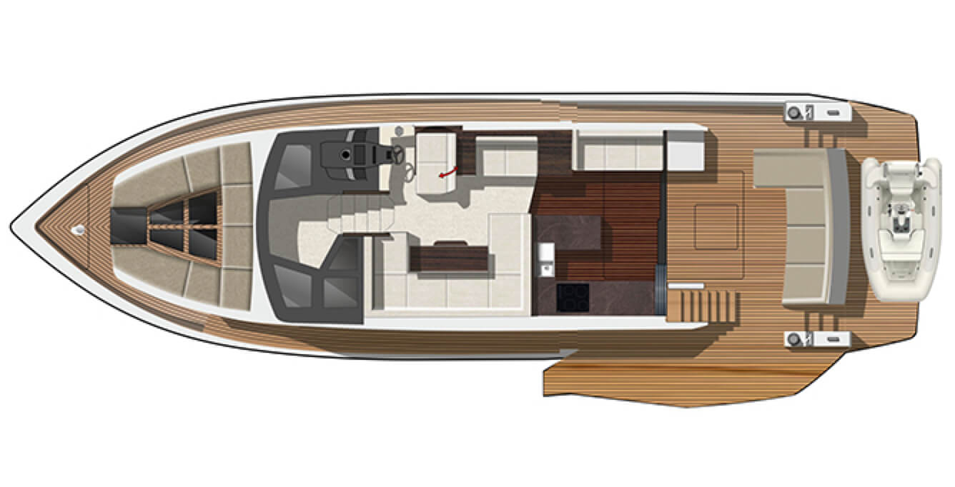 Layout of the main level on the Galeon 510 SKY yacht