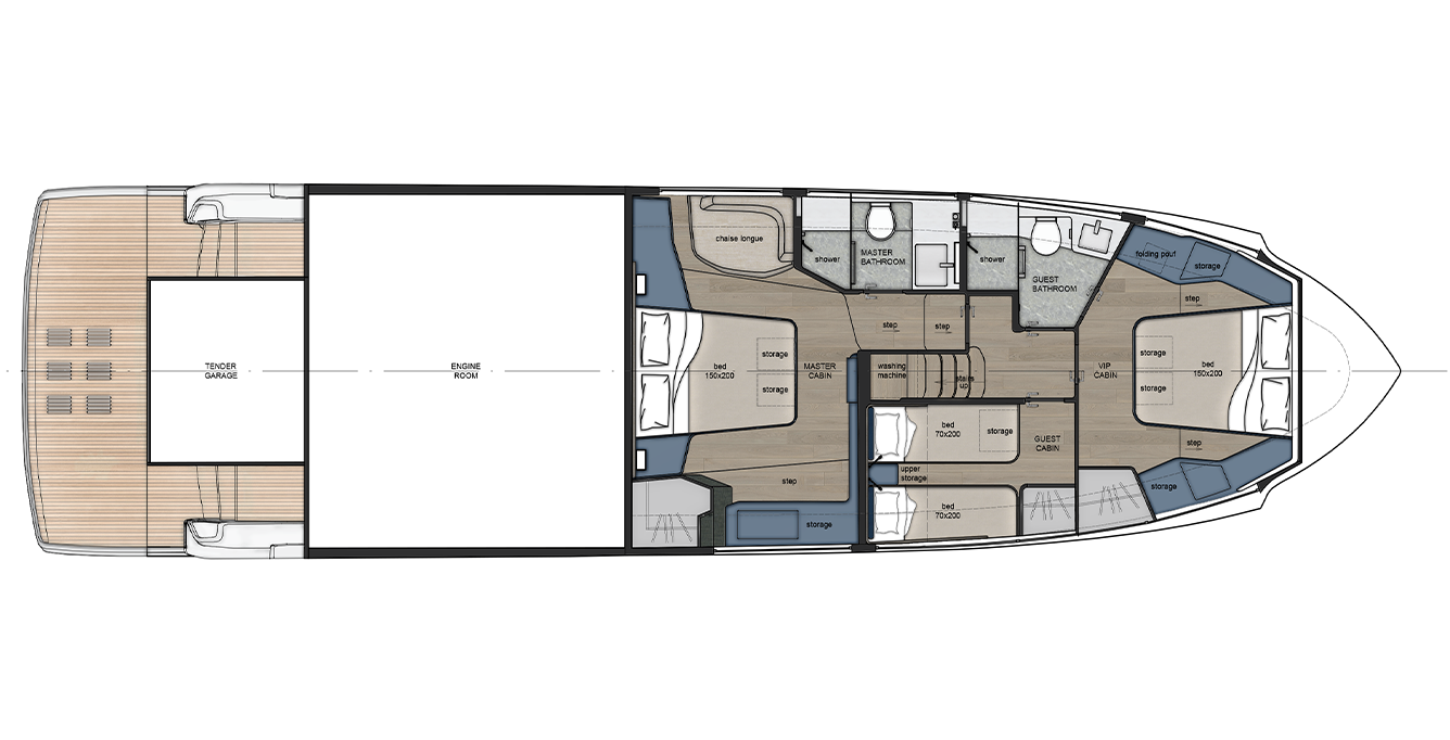 Top down view of the 570 SKY lower deck