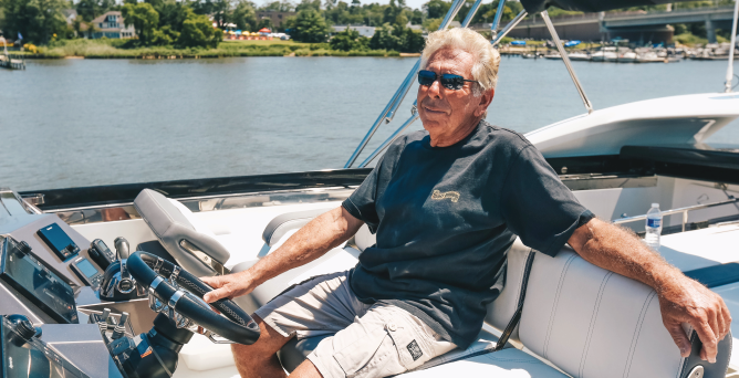 Marc Kushner on his boat
