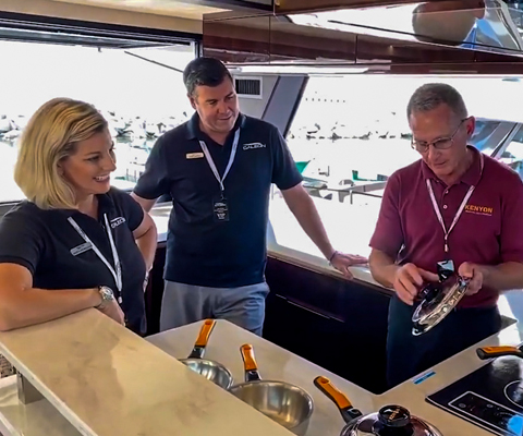 people cooking on Galeon boat