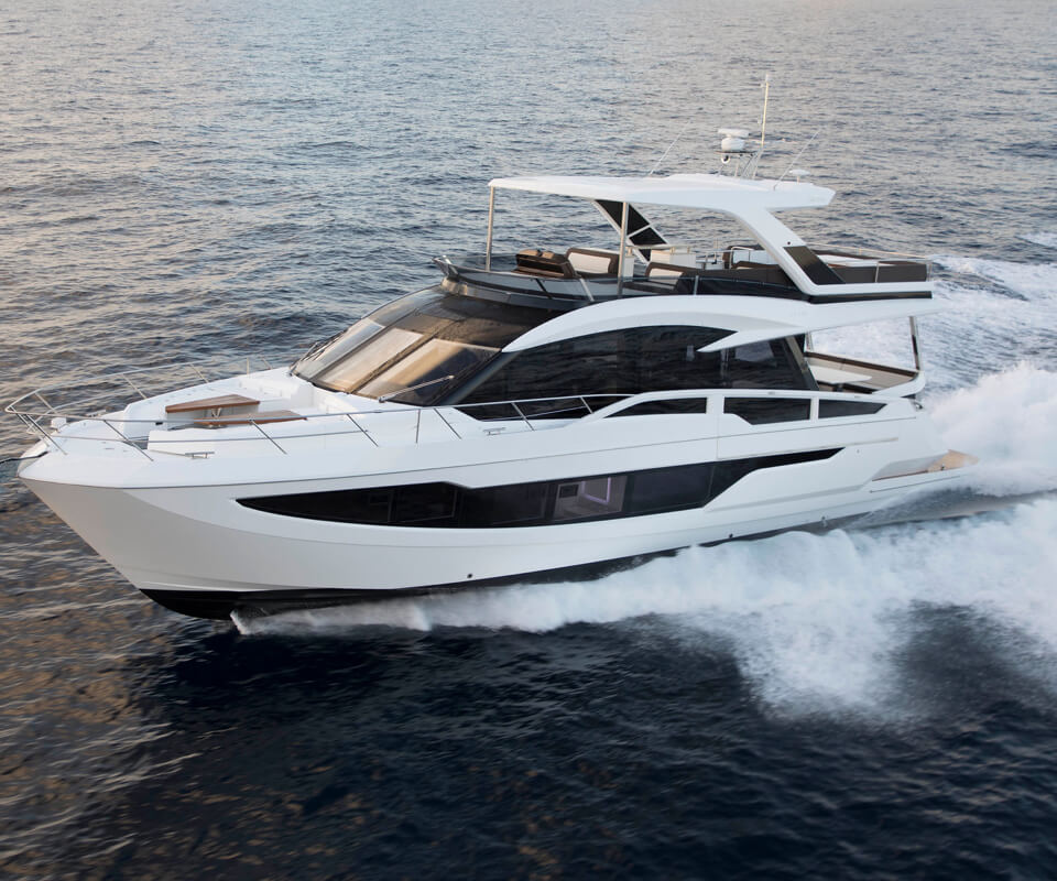 The Galeon 640 FLY yacht cruising on open water