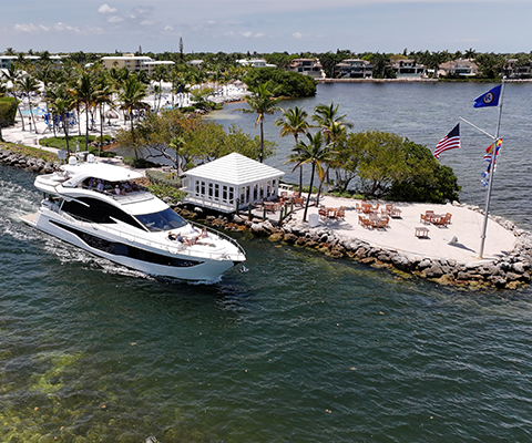Galeon yacht docked at Hope Town for the 2026 Galeon Owners Rendezvous